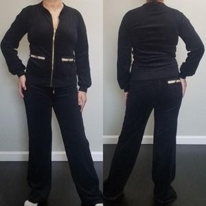 Juicy Couture Tracksuit Black Terry Matching 2 Piece Set Small Rare Vintage Y2k
